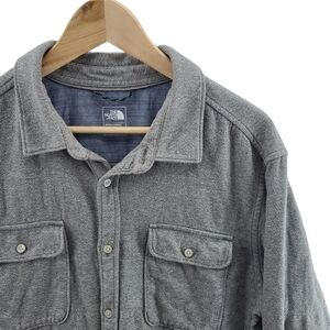 The North Face Men's Utility Flannel Shirt Double Chest Pocket Gray Size XL